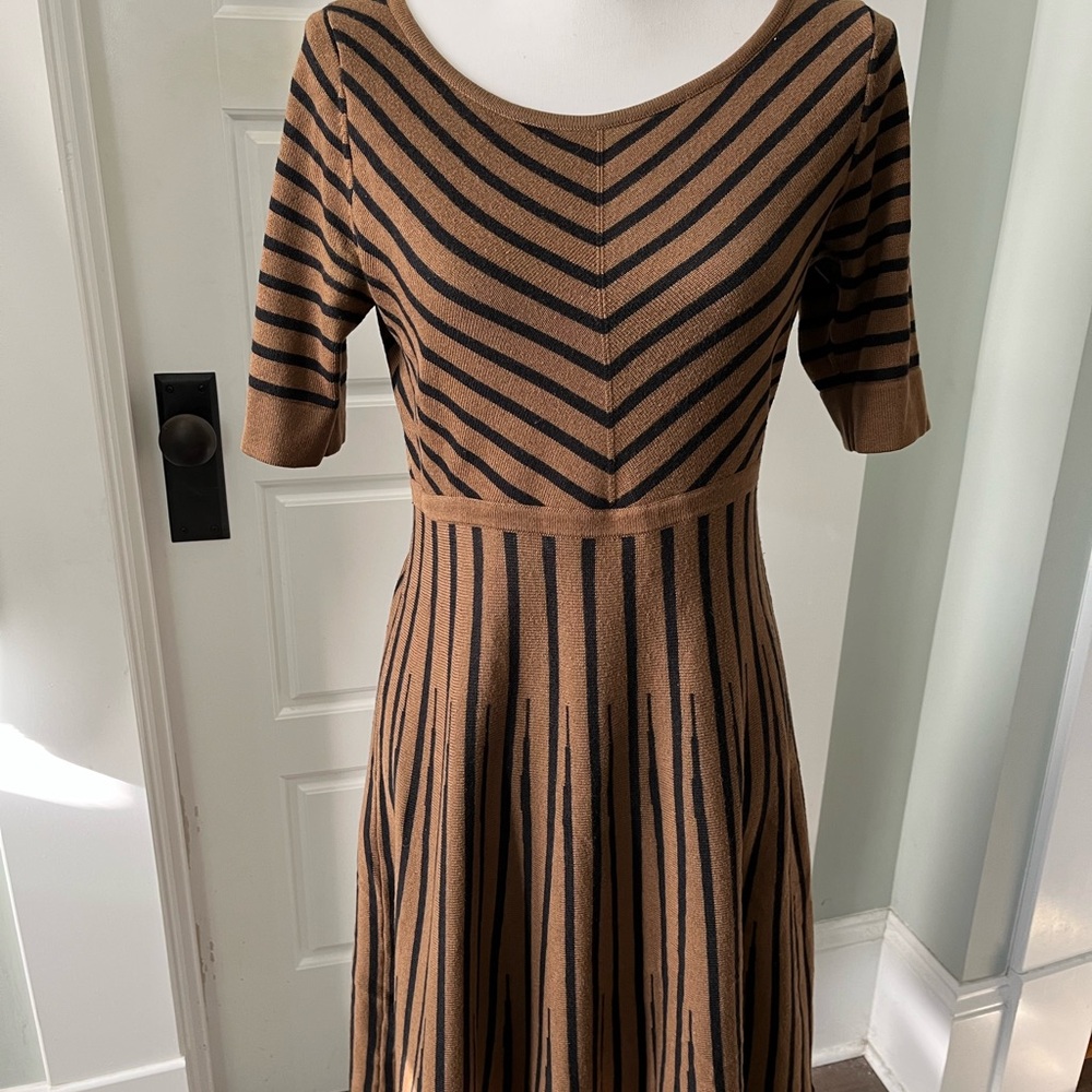 Boden Brown and Black Chevron Midi Dress